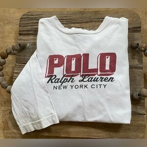 Vintage‎ Polo Ralph Lauren Boy’s Sz 5 White Graphic Long Sleeve Tee